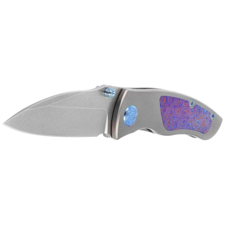 Kubey KB Knives Vertigo Gray Titanium/Timascus, Stonewashed CPM S35VN by Peter Carey (KB258D)