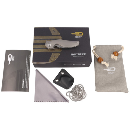 Bestech The Reticulan Neck Knife Grey Titanium, Damascus by Elijah Isham (BT1810G)