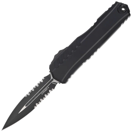 Nóż automatyczny OTF Microtech Cypher II D/E Black Aluminium, Tactical P/S M390MK by Deryk Munroe and Tony Marfione (1242-2T)