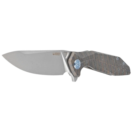 Kubey Nova Frame Lock Knife Flamed Titanium, Beadblasted 14C28N (KB235G)