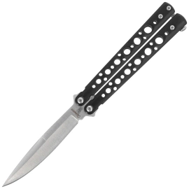 Martinez Albainox Balisong Knife Black Steel, Satin 3Cr13Mov (02213)