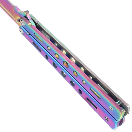 Third Decor Habitat Balisong Rainbow Stainless Steel, Rainbow 420 Butterfly Knife (K2099)