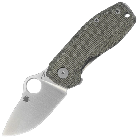 Spyderco SpyNano Flash Batch Knife Green Canvas Micarta/Titanium, Satin M398 (C268MTIP)