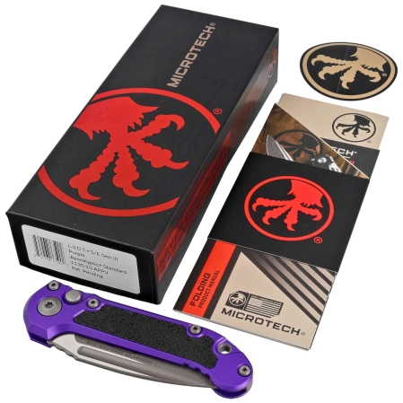 Microtech LUDT Gen III S/E Automatic Knife Purple Aluminum, Apocalyptic M390MK by Tony Marfione (1135-10APPU)