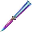 Third Decor Habitat Balisong Rainbow Stainless Steel, Rainbow 420 Butterfly Knife (16071W)