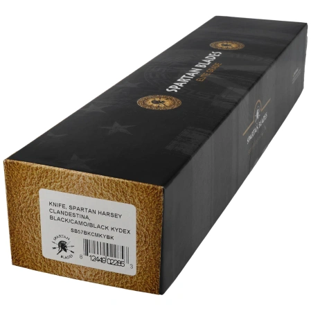 Spartan Blades Harsey Clandestina Knife Camo Linen Micarta, Black PVD MagnaCut by William W. Harsey (SB57BKCMKYBK)