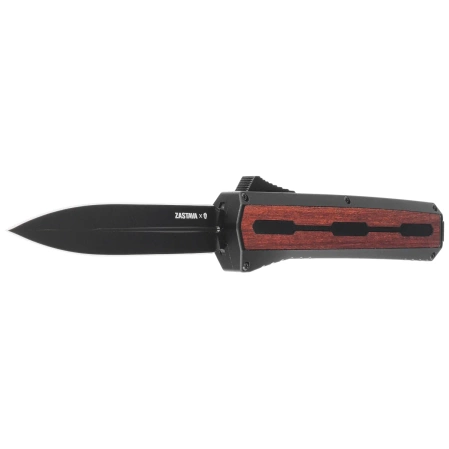 Tekto A7 Zastava D/E Black Aluminum/Red Wood OTF Knife, Black CPM S35VN