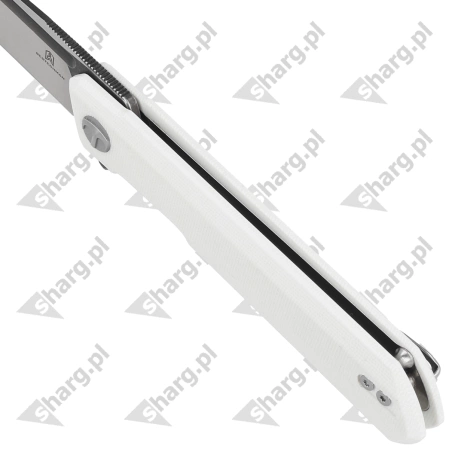 Nóż składany Bestechman Dundee White G10, Grey Titanized / Satin D2 by Ostap Hel (BMK01G)