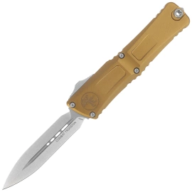 Microtech Combat Troodon Gen III D/E OTF Knife Tan Aluminum, Stonewashed M390MK by Tony Marfione (1142-10TA)