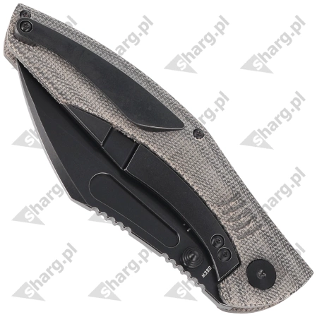 Nóż składany Bestech Lockness Black Canvas Micarta/Titanium, Black Stonewashed M390 by Koens Craft (BT2205F)