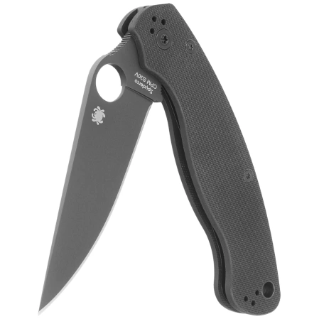 Spyderco Military 2 Black G10, Black DLC CPM S30V Plain by Sal, Eric Glesser Knife (C36GPBK2)
