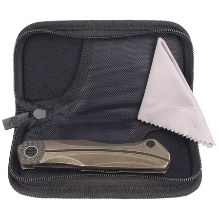 Bestech Thyra Bronze Stonewashed Titanium/Carbon Fiber, Black Stonewashed M390 by Kombou Knife (BT2106C)