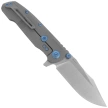Reate District 9 V2 Knife Dark Bead Blast Titanium, Blue HD, Satin 154CM (9D-V2 TDBB SAT)
