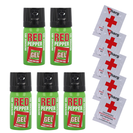 Gaz pieprzowy Sharg Defence Green Gel 2mln SHU Zestaw 5x i Chusteczka Dekontaminacyjna 5x, Cone 40ml (10040-C)