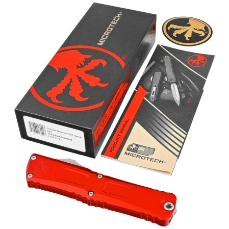 Nóż automatyczny OTF Microtech Combat Troodon Gen III D/E Red Aluminium, Stonewashed M390MK by Tony Marfione (1142-10RD)