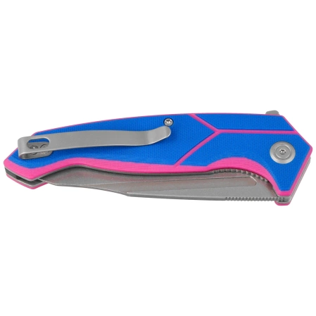 Kubey RBC-1 Knife Blue / Pink G10, Stonewashed 14C28N by Sherif Manganas (KU373C)