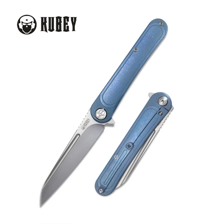 Nóż składany Kubey Dandy Blue Titanium, Sandblasted CPM S90V by Maksym Tkachuk (KB247D)