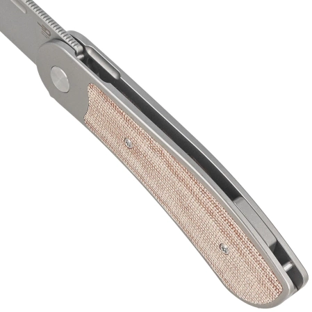 Nóż składany Bestech Vestige GreyTitanium/Natural Micarta, Stonewashed MagnaCut by Justin Lundquist (BT2411B)