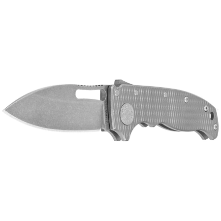 Nóż składany Demko AD20.5 Slicer Shark Milled Titanium, Stonewashed CPM 3V by Andrew Demko (AD20.5-3V-Milled TI-SS)