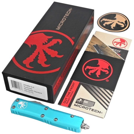Nóż automatyczny OTF Microtech UTX-85 S/E Turquoise Aluminium, Stonewashed M390 (231-10TQ)