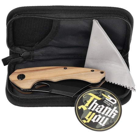 Bestech Knife Skirmish Natural Olivewood, Black Stonewashed 154CM (BL06C)