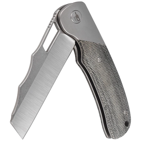 Nóż składany Bestech Syn Grey Titanium / Black Canvas Micarta, Hand Rubbed Stonewashed / Satin Elmax by Evolved EDC (BT2306B)