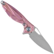 RikeKnife Mini Hummingbird Pink Titanium, Rose Damascus by Richard Wu (RK-MINI-PI)