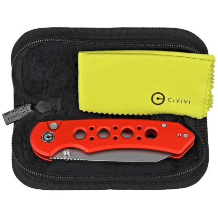 Civivi Pragma Prime Knife Red Aluminum, Stonewashed 14C28N (C24067-2)