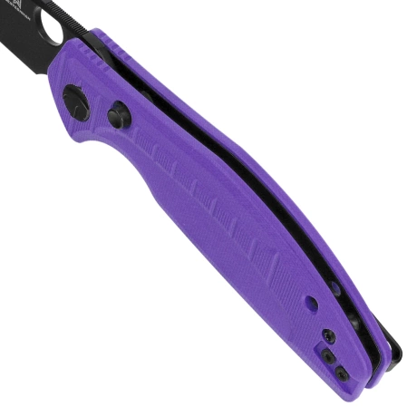 Bestechman Angry Owl Knife Purple G10, Black PVD D2 by Keanu Alfaro (BMK12E-2)