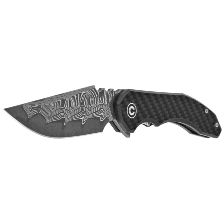 Civivi Bluetick Knife CF Overlay on Black G10, Damascus by Bryan Montalvo (C23050-DS2)