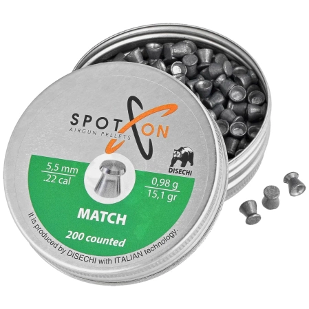 Spoton Match .22/5.5mm AirGun Pellets, 200 psc 0.98g/15.10gr