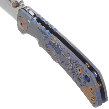 Nóż składany Spartan Blades Harsey Folder Babe Blue Titanium, Bronze HW, Satin MagnaCut by William W. Harsey (SF5BABE)