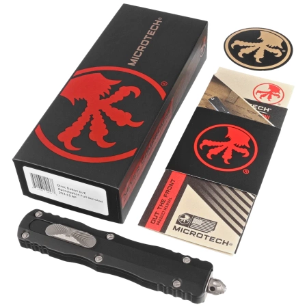 Microtech Dirac Delta D/E OTF Knife Black Aluminum, Apocalyptic F/S by Tony Marfione (227-12AP)