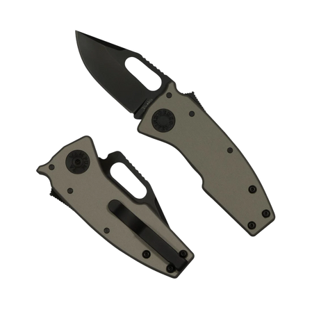 Demko Nano-Shark Stealth CP Knife Artillery Grey Aluminum, Black DLC CPM 20CV by Andrew Demko (NANO-20CV-Artillery Grey ALUM-CP)