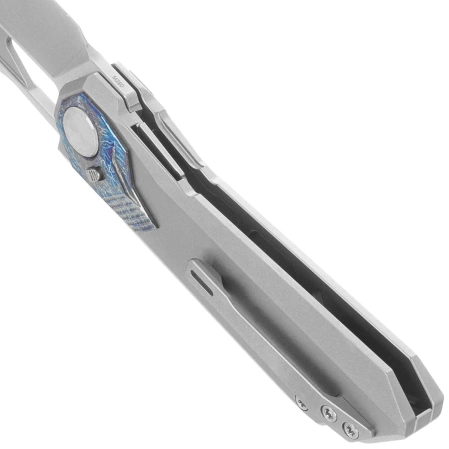 Nóż składany Remette RT-Peregrine Falcon Gray/Thunder Lightning Titanium, Hand Fine Grinding Pearlescent M390 (RTT1-GX)