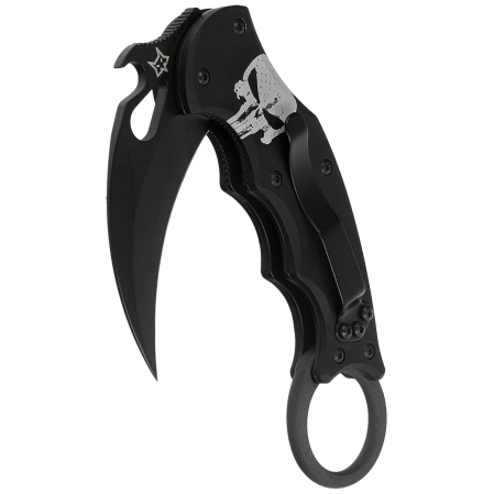 Fox The Skull Karambit Knife Black Aluminum, Black N690Co (FX-599 ALB-4)