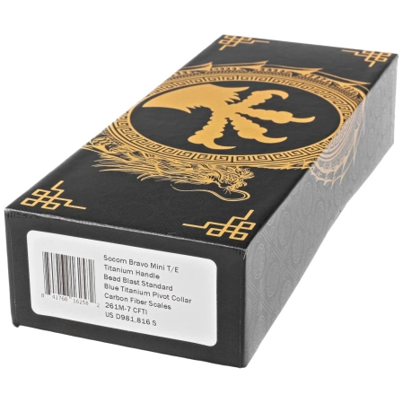 Microtech Socom Bravo Mini T/E Titanium/Carbon Fiber, Blue HW, Bead Blasted M390 by Tony Marfione (261M-7CFTI)