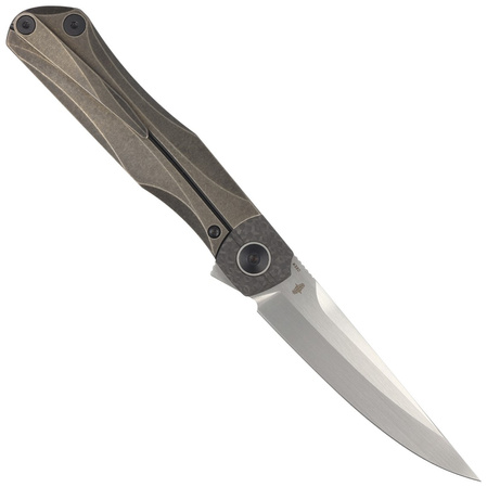 Bestech Thyra Bronze Stonewashed Titanium/Carbon Fiber, Horizontal Satin M390 by Kombou Knife (BT2106B)