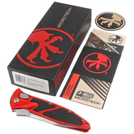 Nóż automatyczny Microtech Socom Elite Auto S/E Red Aluminium, Stonewashed M390 by Tony Marfione (160A-10RD)