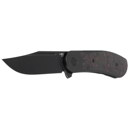 Bestech Vestige Black Titanium/Red Marbled Carbon Fiber Knife, Black Stonewashed MagnaCut by Justin Lundquist (BT2411C)