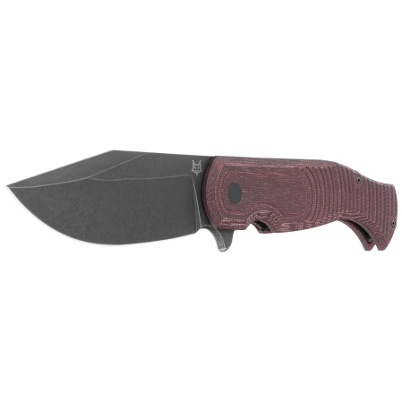 Fox Eastwood Tiger Burgundy Micarta, Black S90V by Gudy Van Poppel (FX-524 MB)