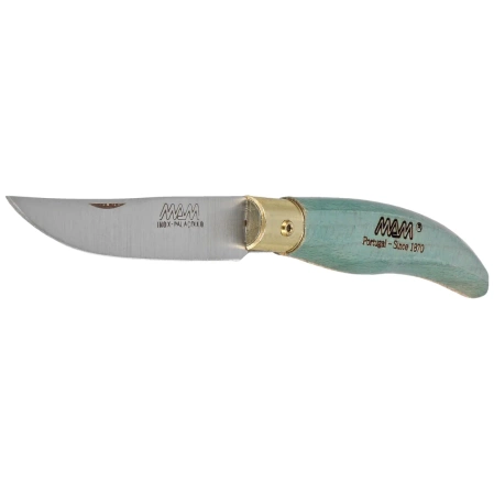 MAM Iberica S Folding Knife Turquoise Beech Wood, Brass HW, Satin (2010-TU)
