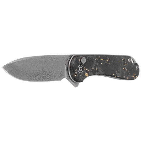 Civivi Button Lock Elementum II Knife Shredded Carbon Fiber/Golden Shred, Damascus (C18062P-10)