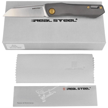 Real Steel Solis Gray/Gold Titanium, Satin N690 by Poltergeist Work (7062G)