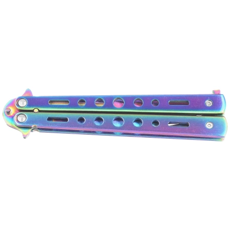 Third Decor Habitat Balisong Rainbow Stainless Steel, Rainbow 420 Butterfly Knife (K2099)