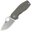 Spyderco SpyNano Flash Batch Knife Green Canvas Micarta/Titanium, Satin M398 (C268MTIP)