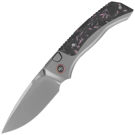 Remette RT-Steed Knife Gray Titanium/Black-Pink Carbon Fiber, Pearlescent M390 (RTWS-TP)