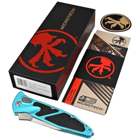 Microtech Socom Elite Auto S/E Automatic Knife Turquoise Aluminum, Stonewashed P/S M390 by Tony Marfione (160A-11TQ)