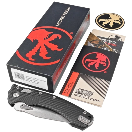 Microtech Amphibian Ram-Lok S/E Knife Black Fluted G10, Stonewashed M390MK by Tony Marfione (137RL-10FLGTBK)