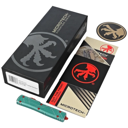 Nóż automatyczny OTF Microtech UTX-70 T/E Bounty Hunter Signature OTF Knife Distressed Green Aluminum, Apocalyptic P/S M390 (149-11BH)